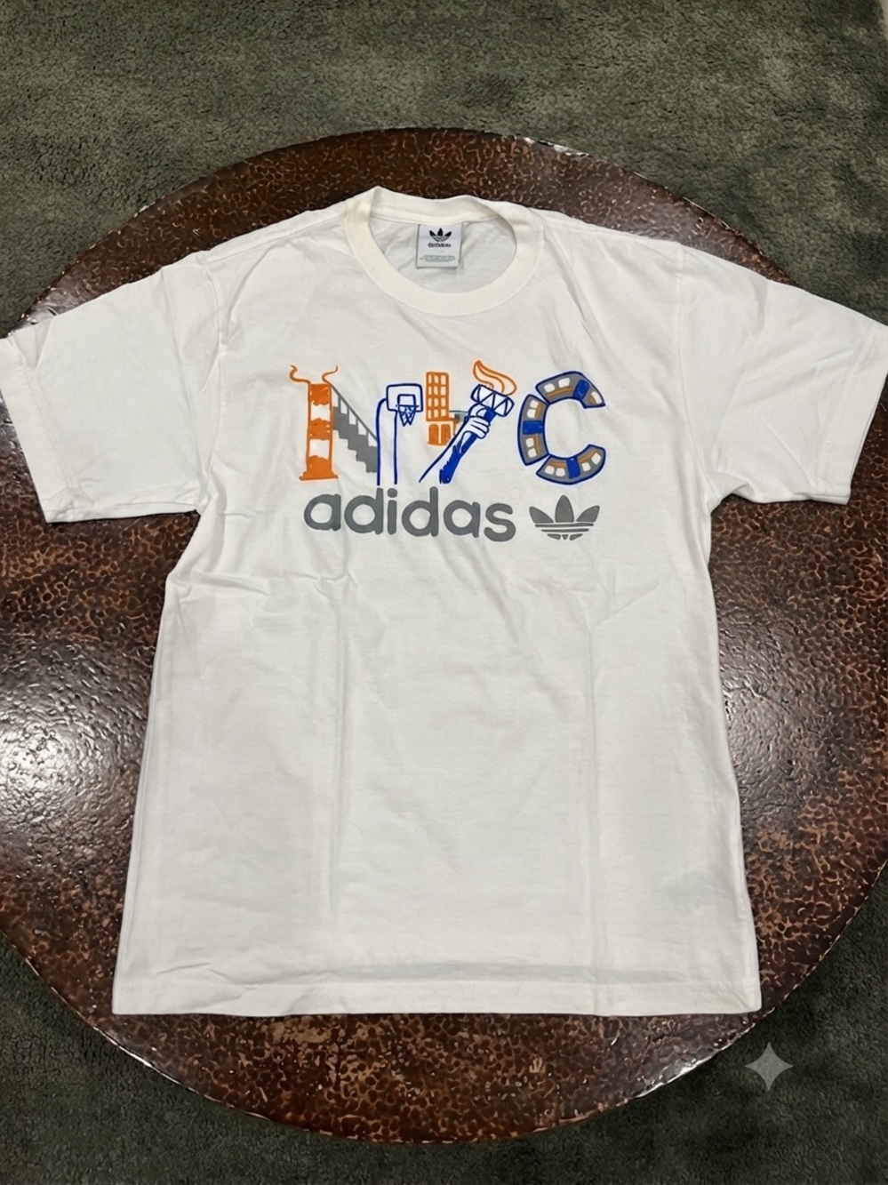 Adidas Men’s White Graphic NYC Logo T-Shirt